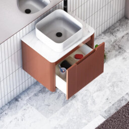 Royal Bathrooms Avenza 600mm Terracotta Clay Wall Hung Bathroom Countertop Vanity Unit 1 Drawer With Elena Basin - thumbnail 5