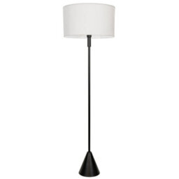 Valuelights Mitch White Fabric Drum Lamp Shade Black Single Stem Triangle Floor Lamp - thumbnail 2