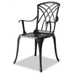 Centurion Supports Oshowa Garden And Patio Table And 4 Large Chairs With Armrests Cast Aluminium Bistro Set - Black - thumbnail 3