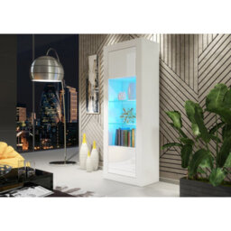 Creative Furniture Illume Display Cabinet 170Cm - White With Gloss Doors And Led Lights - thumbnail 5