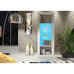 Creative Furniture Illume Display Cabinet 170Cm - White With Gloss Doors And Led Lights - thumbnail 3