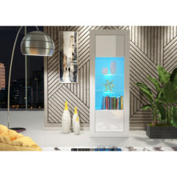 Creative Furniture Illume Display Cabinet 170Cm - White With Gloss Doors And Led Lights - thumbnail 2