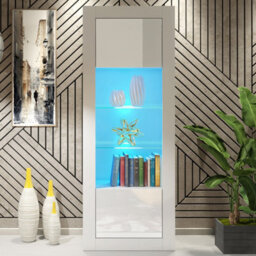 Creative Furniture Illume Display Cabinet 170Cm - White With Gloss Doors And Led Lights - thumbnail 1