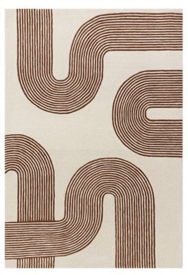 Brown Cream Handmade Modern Abstract 12-14mm Thick Stain-Resistant Rug For Bedroom, Living, & Dining Room-200Cm X 300Cm
