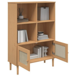 Walplus Bookcase Senja Rattan Look Brown 90X35X130 Cm Solid Wood Pine - thumbnail 3