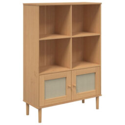 Walplus Bookcase Senja Rattan Look Brown 90X35X130 Cm Solid Wood Pine - thumbnail 2