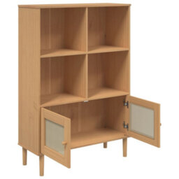 Walplus Bookcase Senja Rattan Look Brown 90X35X130 Cm Solid Wood Pine - thumbnail 6
