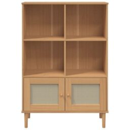 Walplus Bookcase Senja Rattan Look Brown 90X35X130 Cm Solid Wood Pine - thumbnail 5