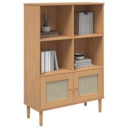 Walplus Bookcase Senja Rattan Look Brown 90X35X130 Cm Solid Wood Pine - thumbnail 4
