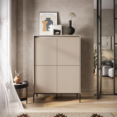 Arte Modern Trend  Highboard Cabinet (H830mm W980mm D400mm) - Sand Beige With Black Legs - image 1