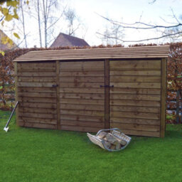 Rutland County Garden Furniture Empingham 6Ft Log Store With Doors - L80 X W340 X H181 Cm - Rustic Brown - thumbnail 3
