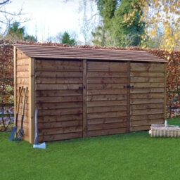 Rutland County Garden Furniture Empingham 6Ft Log Store With Doors - L80 X W340 X H181 Cm - Rustic Brown - thumbnail 1