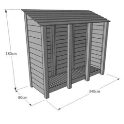 Rutland County Garden Furniture Empingham 6Ft Log Store With Doors - L80 X W340 X H181 Cm - Rustic Brown - thumbnail 5