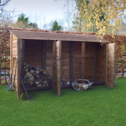 Rutland County Garden Furniture Empingham 6Ft Log Store With Doors - L80 X W340 X H181 Cm - Rustic Brown - thumbnail 4