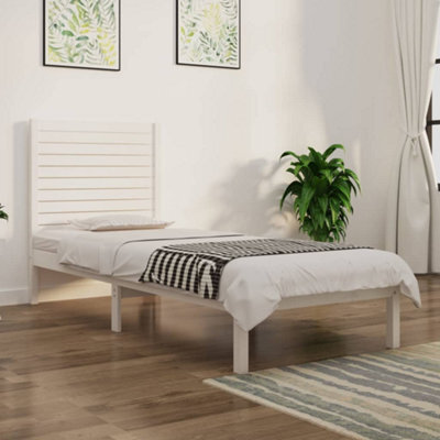 Berkfield Bed Frame White Solid Wood 75X190 Cm 2Ft6 Small Single - image 1