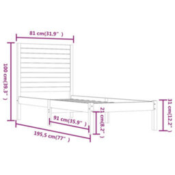 Berkfield Bed Frame White Solid Wood 75X190 Cm 2Ft6 Small Single - thumbnail 6