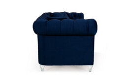 Chesterfield Sofa With Acrylic Feet In Navy Blue Velvet 2 Seater Sofa - thumbnail 5