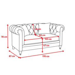 Chesterfield Sofa With Acrylic Feet In Navy Blue Velvet 2 Seater Sofa - thumbnail 9