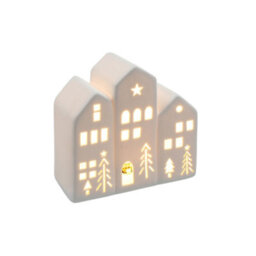 China White Christmas Led Light-Up Triple House - thumbnail 2
