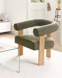 Beliani Armchair Ilbro Boucle Green/ Light Brown - thumbnail 2