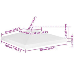 Walplus 2-Tier Gazebo Top Cover 310 Gm 3X3 M White - thumbnail 7