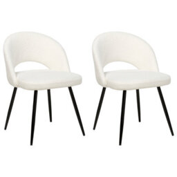 Beliani Set Of 2 Dining Chairs Onaga Boucle White - thumbnail 4