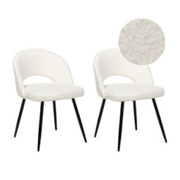 Beliani Set Of 2 Dining Chairs Onaga Boucle White - thumbnail 2