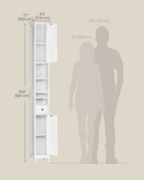 LEDREM Tall Bathroom Cabinet, Slim Bathroom Storage Cabinet, Freestanding Narrow Storage Unit With Adjustable Shelves, Drawer - thumbnail 6