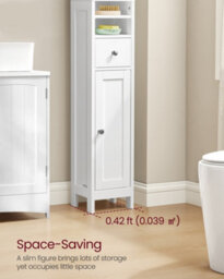 LEDREM Tall Bathroom Cabinet, Slim Bathroom Storage Cabinet, Freestanding Narrow Storage Unit With Adjustable Shelves, Drawer - thumbnail 3