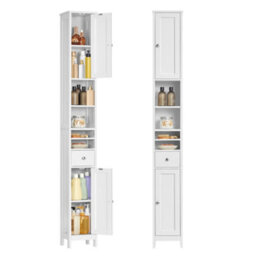 LEDREM Tall Bathroom Cabinet, Slim Bathroom Storage Cabinet, Freestanding Narrow Storage Unit With Adjustable Shelves, Drawer - thumbnail 2