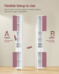 LEDREM Tall Bathroom Cabinet, Slim Bathroom Storage Cabinet, Freestanding Narrow Storage Unit With Adjustable Shelves, Drawer - thumbnail 5
