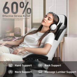 Massage Gaming Chair With Footrest, Headrest & Lumbar Support, Height Adjustable For Home, White Black - thumbnail 7
