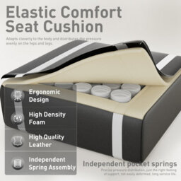 Massage Gaming Chair With Footrest, Headrest & Lumbar Support, Height Adjustable For Home, White Black - thumbnail 6