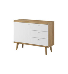 Arte Elegant Primo Sideboard Cabinet H830mm W1070mm D400mm In White And Oak Riviera - Versatile Storage Solution - thumbnail 1