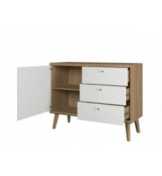 Arte Elegant Primo Sideboard Cabinet H830mm W1070mm D400mm In White And Oak Riviera - Versatile Storage Solution - thumbnail 2