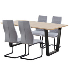 Hallowood Furniture Dudley 180Cm Dining Table Set With 4 Grey Fabric High Back Chairs - thumbnail 8