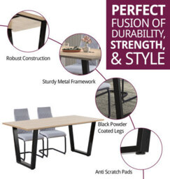 Hallowood Furniture Dudley 180Cm Dining Table Set With 4 Grey Fabric High Back Chairs - thumbnail 2