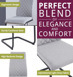 Hallowood Furniture Dudley 180Cm Dining Table Set With 4 Grey Fabric High Back Chairs - thumbnail 5