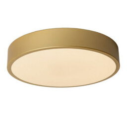 Lucide Unar Modern Flush Ceiling Light 30Cm - Led Dim. - 1X18W 2700K - 3 Stepdim - Matt Gold, Brass