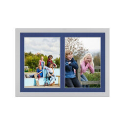 AK Frames 20X14 Light Grey Modern Multi Photo Frame With Blue Mount - Holds 2 Apertures (2X) A4 Photos - thumbnail 1