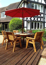 Charles Taylor Trading Six Seater Circular Table Set With Cushions - W280 X D280 X H98 - Fully Assembled - Burgundy - thumbnail 3