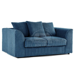 Furnishings For Less UK Luxor Jumbo Cord 3 + 2 + 1 Fabric 3 Piece Sofa Suite - Scatter Back Marine Blue - thumbnail 3