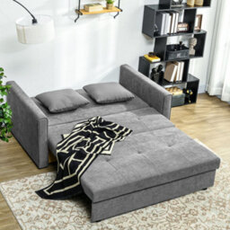 Light Grey Convertible 2 Seater Sofa Bed With Hidden Storage, 2 Cushions - thumbnail 5