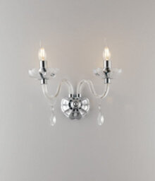 Luminosa Lighting Luminosa Riflesso Twin 2 Light Candle Wall Light Chrome, Crystal 40X35X18Cm