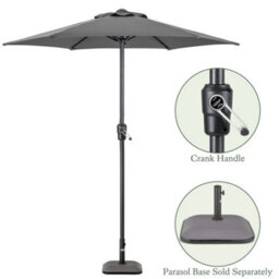 Christow 2M Parasol Sun Shade Umbrella Steel With Crank - Grey - thumbnail 6