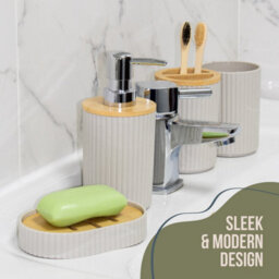 Anika Bathroom Accessory Set In Stone - thumbnail 3