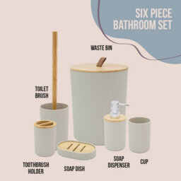 Anika Bathroom Accessory Set In Stone - thumbnail 2