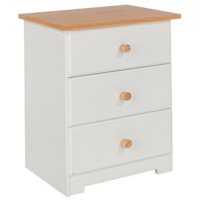 Warm White Mdf 3 Drawer Bedside Cabinet - image 1