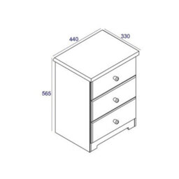 Warm White Mdf 3 Drawer Bedside Cabinet - thumbnail 2