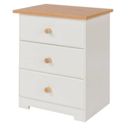Warm White Mdf 3 Drawer Bedside Cabinet - thumbnail 4